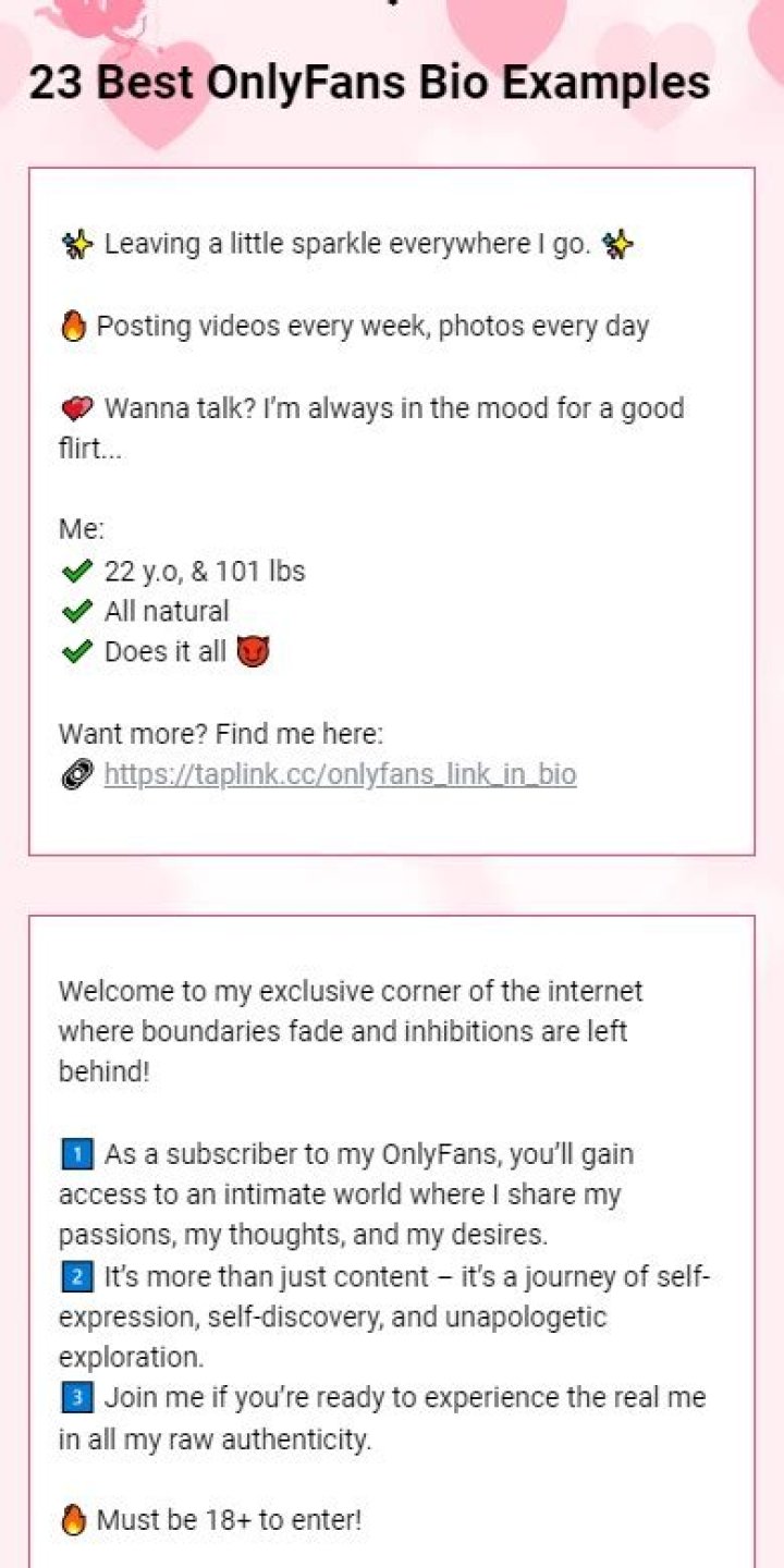 Onlyfans bio ideas for female content Creators